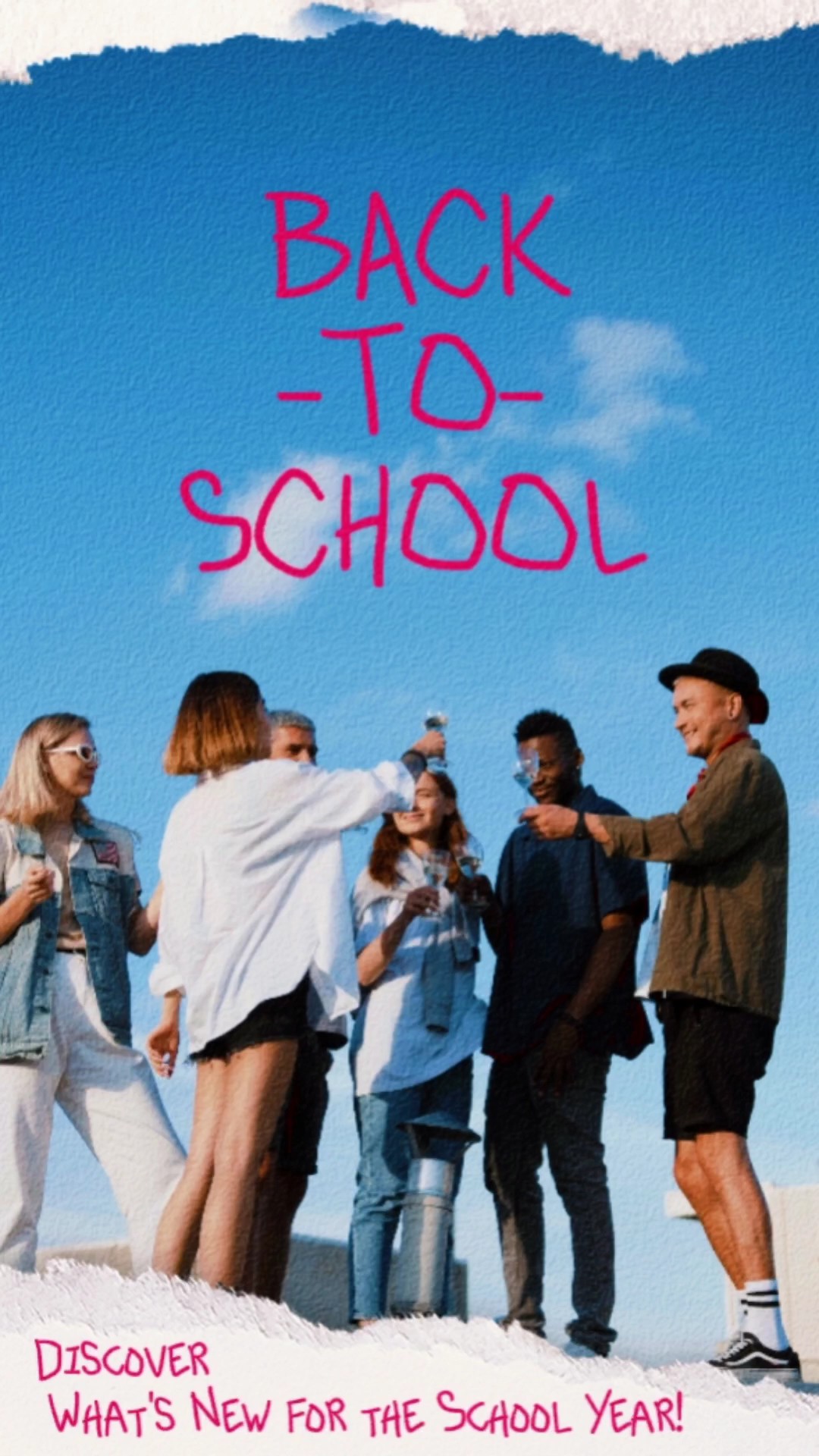 Vibrant and energetic Back-to-School clothing promo ads