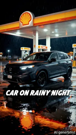 Car on rainy night