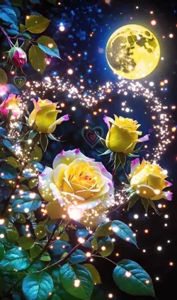 Rosas bajo la luna 🌓