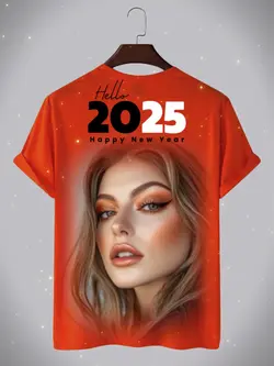 สีส้มเสื้อยืดปีใหม่