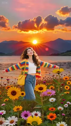 sunset scene collage