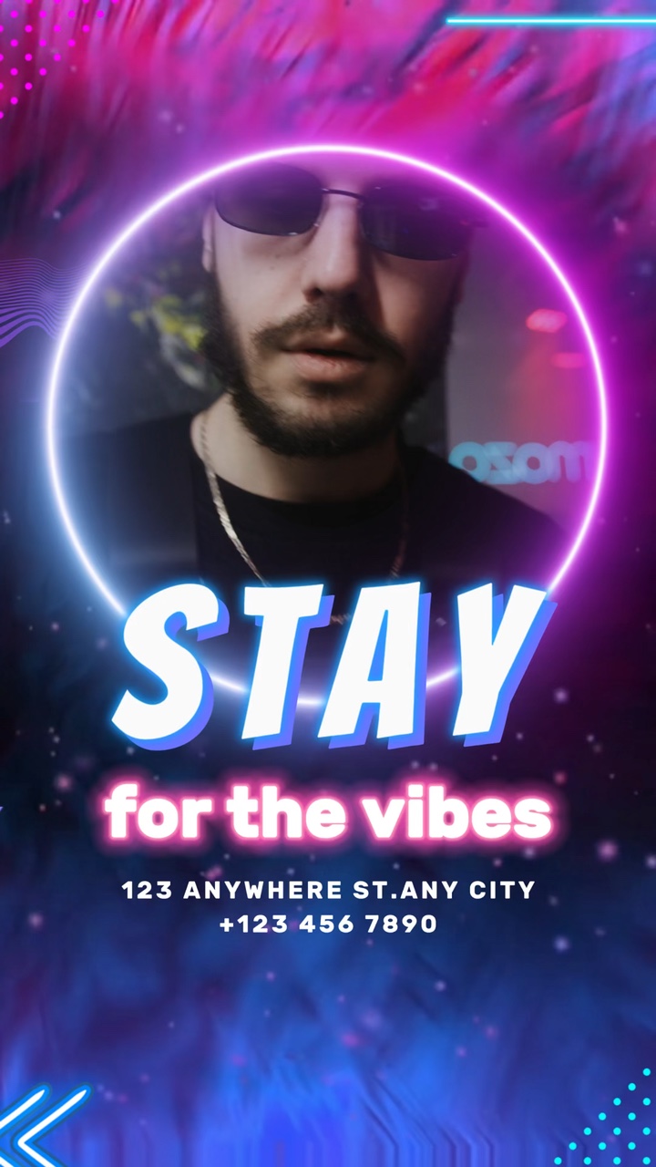 Iklan video bergaya neon, cocok untuk pesta, klub malam, dan bar
