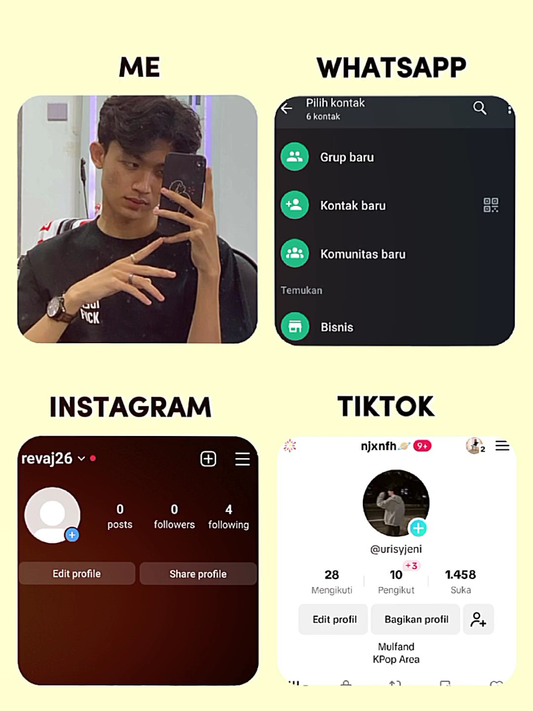 me whatsApp Ig tik