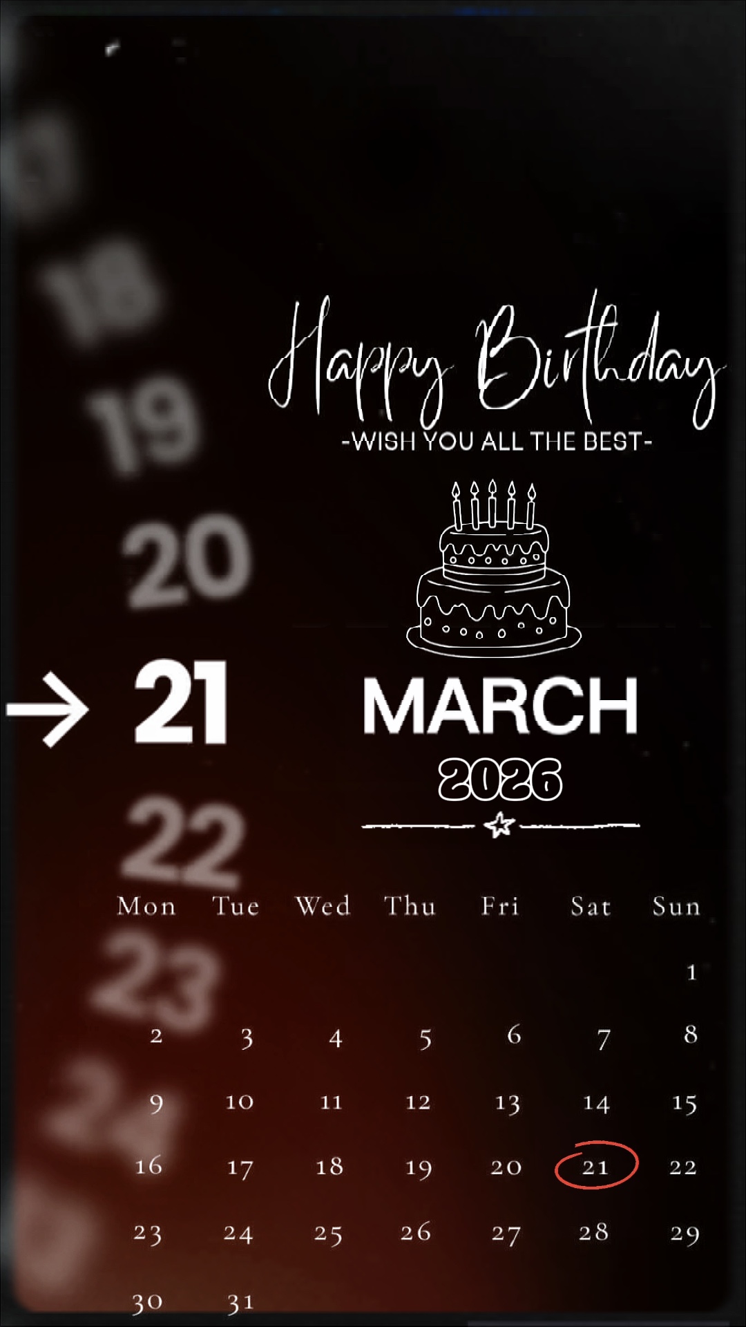 Mon anniversaire le 21 mars