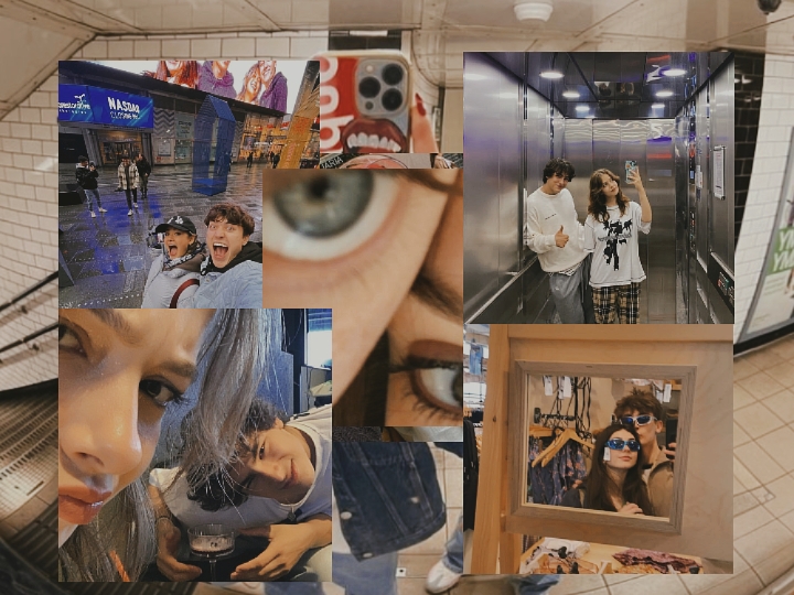 Casal despejo de fotos