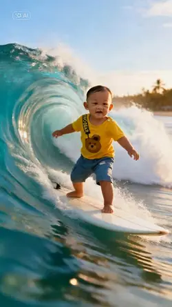 Little Kid Surfing