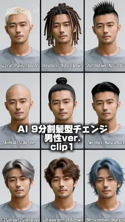 AI 9分割髪型チェンジ