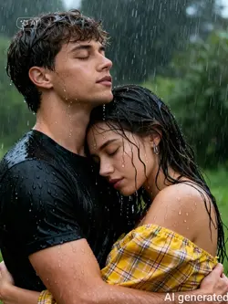 Hug in the rain