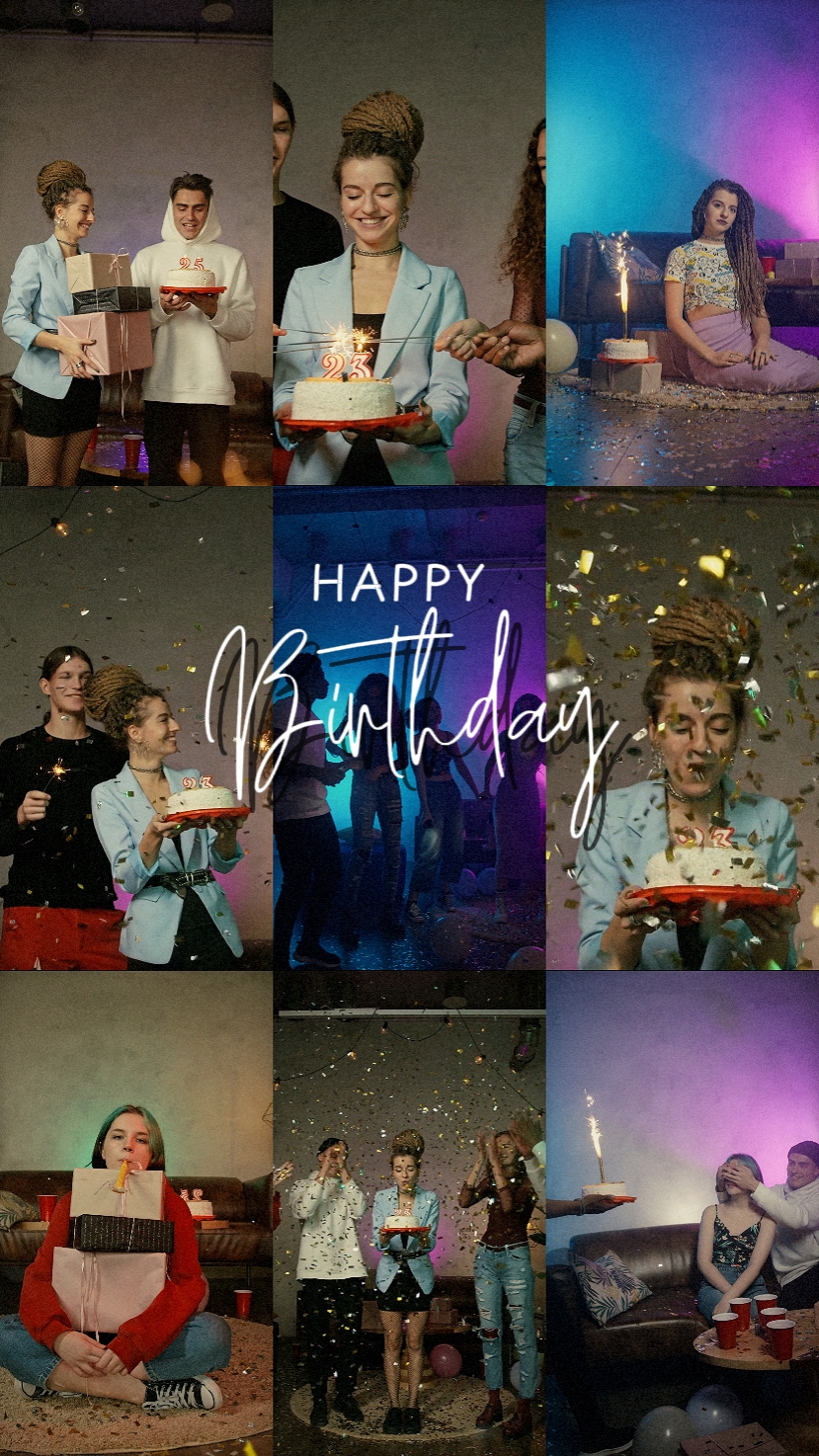 happy birthday grid