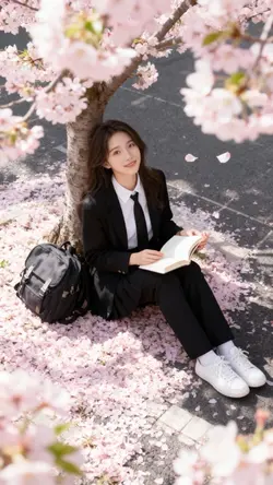 Ngồi ở gốc hoa đào