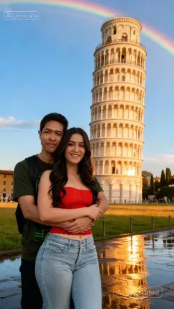 Couple pisa tower