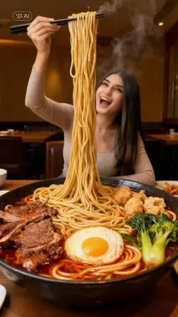 mukbang giant noodle