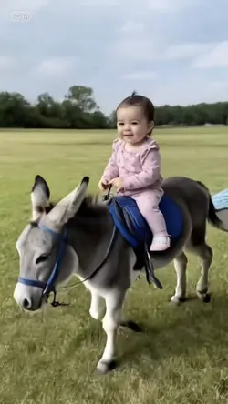 Riding a donkey