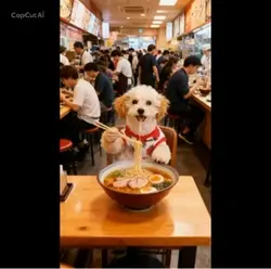 うちの子がラーメン食べる