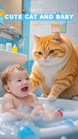 CUTE CAT AND BABY
