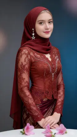 Brick Red Kebaya