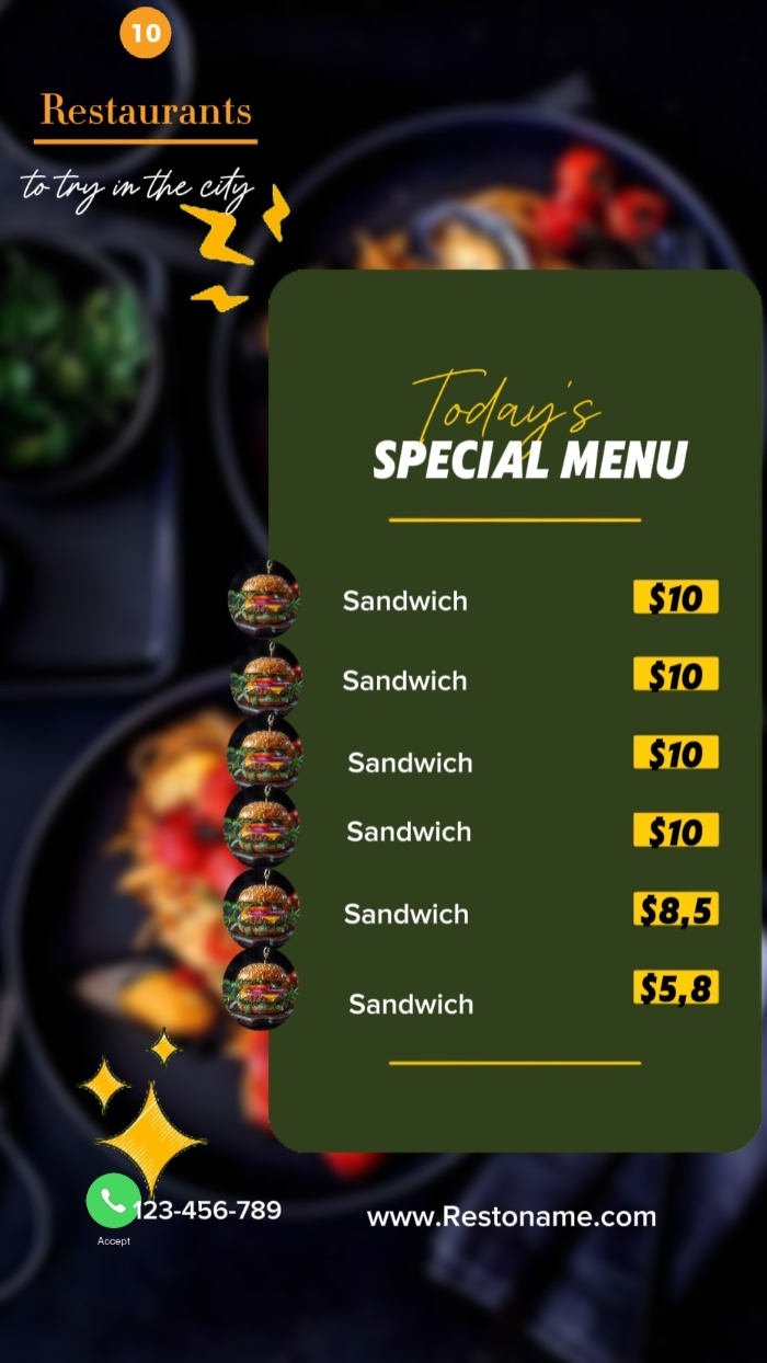 Cardápio de comida 