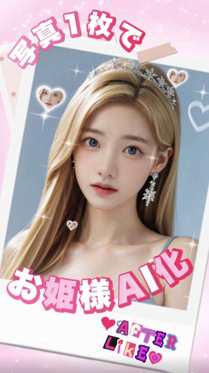 【かわいいお姫様AI化‪‪❤︎‬写真1枚】