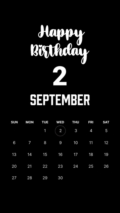 BIRTHDAY 2 SEPTEMBER