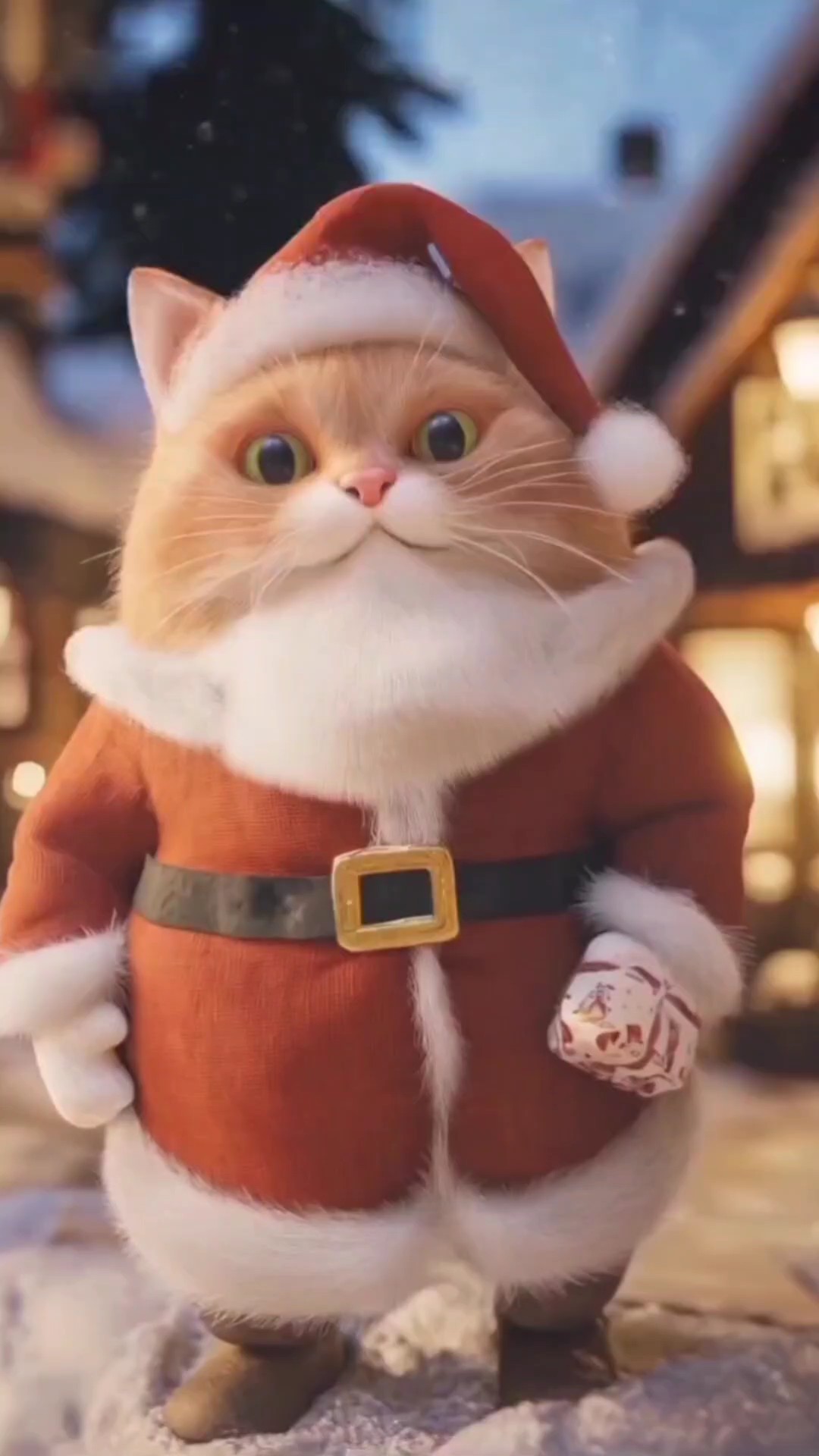 Gato divertido Santa 