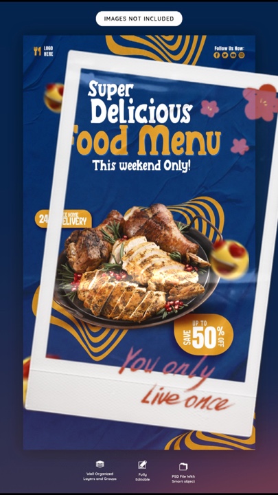 Pôster do menu de comida 