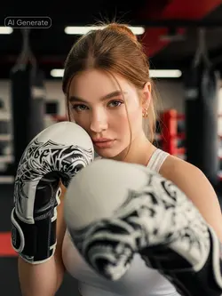 Boxende Frau KI