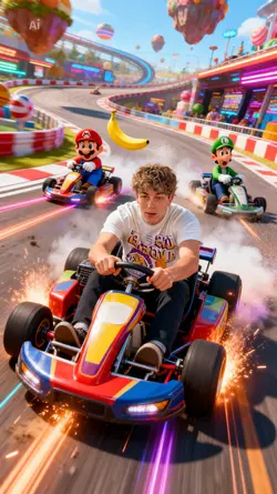 go kart with mario 