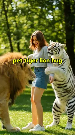 pet tiger lion hug