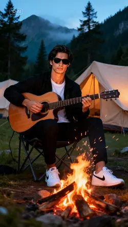playing the guitar