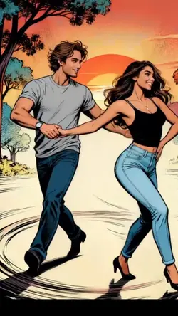 Casal desenho dança