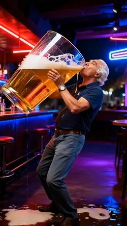 Drinking giant beer