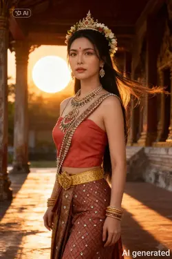 ชุดสุโขทัยสีแดงAI