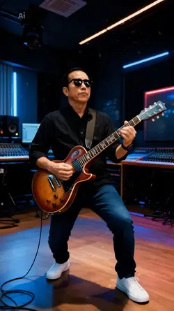 Playing guitar