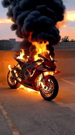 Burning Motorcycle