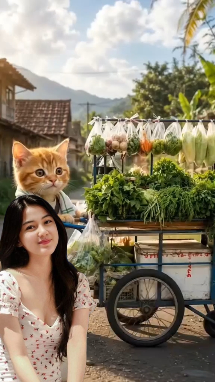 kucing jualan sayur 