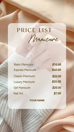 PRICE LIST MANICURE