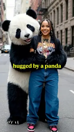 hugged by a panda
