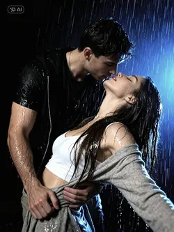 Rain couple photosho