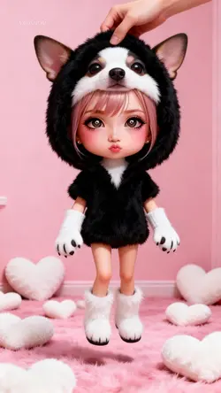 チワワ ブラックホワイト パーカー 