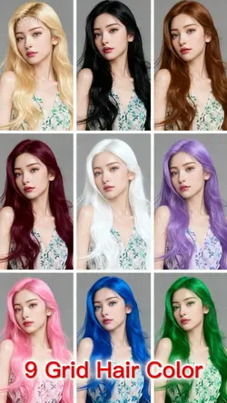 9 Grid Hair Color AI