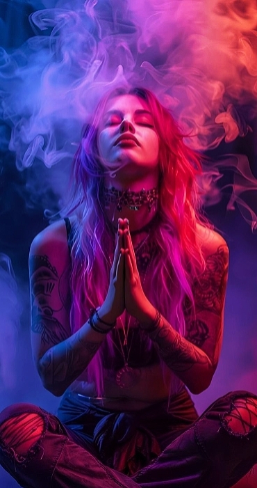 La chica está rezando