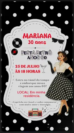 anos 60 convite