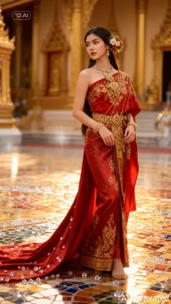 ชุดไทยสีแดงai