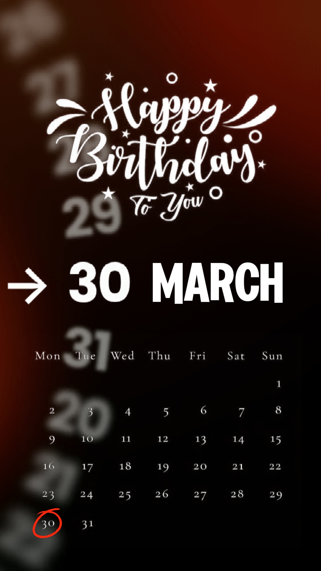ANNIVERSAIRE LE 30 MARS