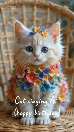 Cat singing Bday AI