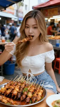 Makan sate banyak