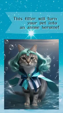 ペットがアニメキャラ風に変身(青緑)