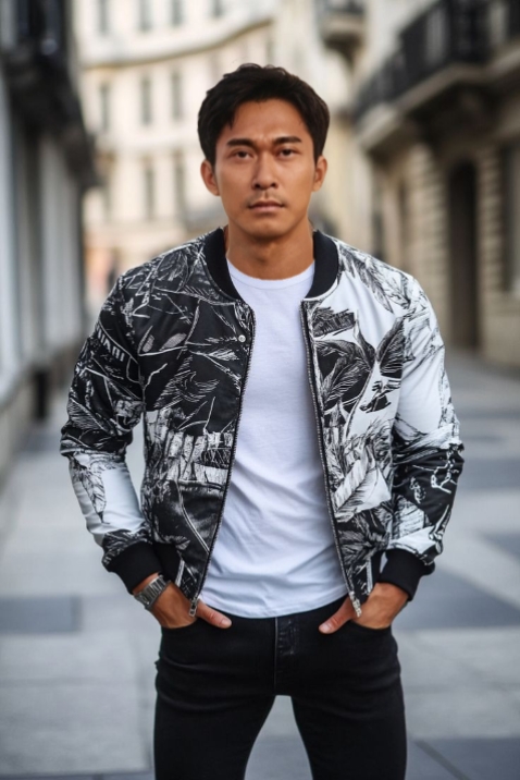 Chaqueta en blanco y negro