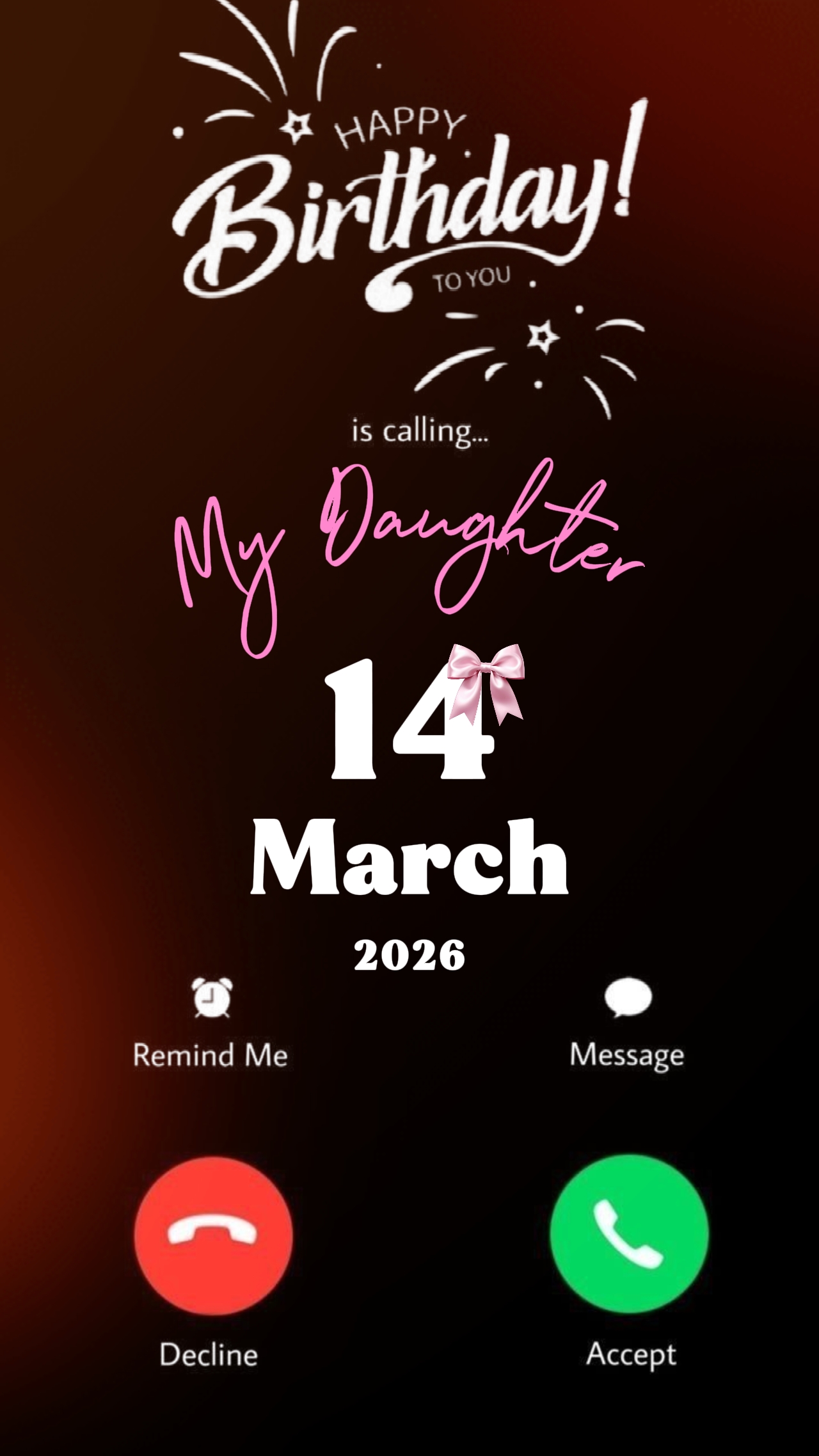 HBD Filha 14 de março