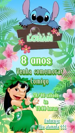 Convite Stich+moana